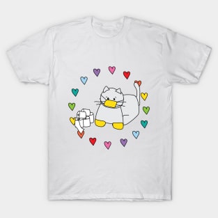 Corona Cat Rainbow Heart Circle T-Shirt